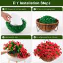Homsunny Artificial Fake Hanging Flowers Plants with Basket for Outdoor - Fake Petunias Flowers Fake Silk Morning Glory Planter for Outside Porch Patio Balcony Garden Spring Summer Decor(Rose red)