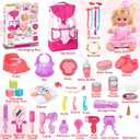 PROOU Baby Care Doll Toys Set, 36PCS Dolls Playset, Hair Salon Pretend Play Toddler Doll Toys Incl 14'' Baby Dolls Toy, Backpack, Hair Dryer, Curler, Xmas Gifts for Age 3 4 5 6+ Years Old Girls Kids