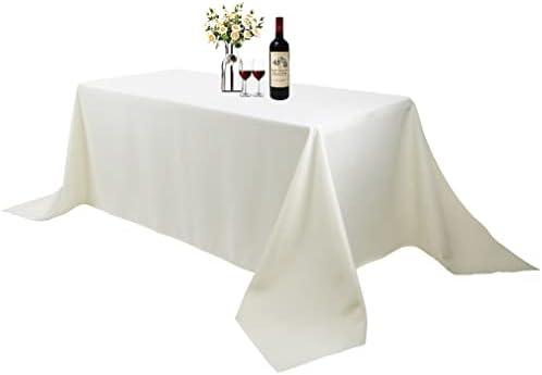 Waysle Rectangle Tablecloth - 90 x 132 Inch - Ivory Rectangular Table Cloth for 6 Foot Table in Washable Polyester - Great for Wedding, Restaurant, Party, Banquet Decoration Pk of 8