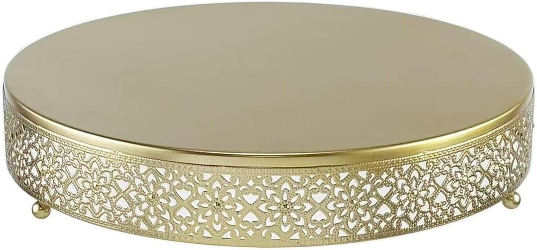 Cake Stand, Metal Round Cupcake Dessert Stand Cake Display Holder Cookies Fruit Serving Tray Decor for Wedding Party Birthday Baby Showers Anniversary (14 inch, Gold)