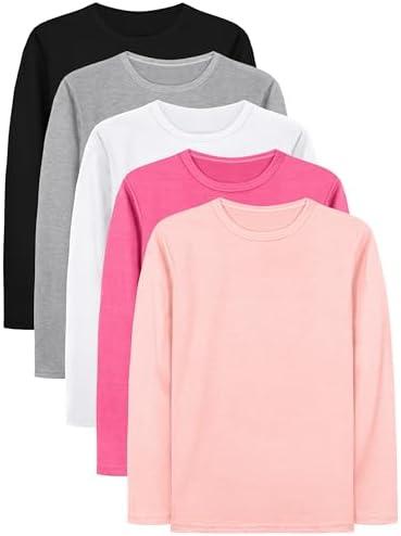 Cooraby 3 Pack Girls Long Sleeve Tees Girls' Soft T-Shirts Kids Basic Crewneck T-Shirts Top for Teen Youth Girls, 3T