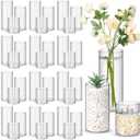 Nuogo 36 Pcs Plastic Cylinder Vases Tall Plastic Flower Vases for Centerpieces Hurricane Candle Holder for Home Wedding Office Party Formal Dinners Decorations (4''/6''/8'')
