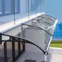 Awning for Door Entrance & Window with Aluminum Bracket - 118" x 39" Crystal Clear Patio & Window Awning | All-Weather UV, Rain & Snow Protection | Easy to Install for Porch, Deck, TerraceCloud Gray