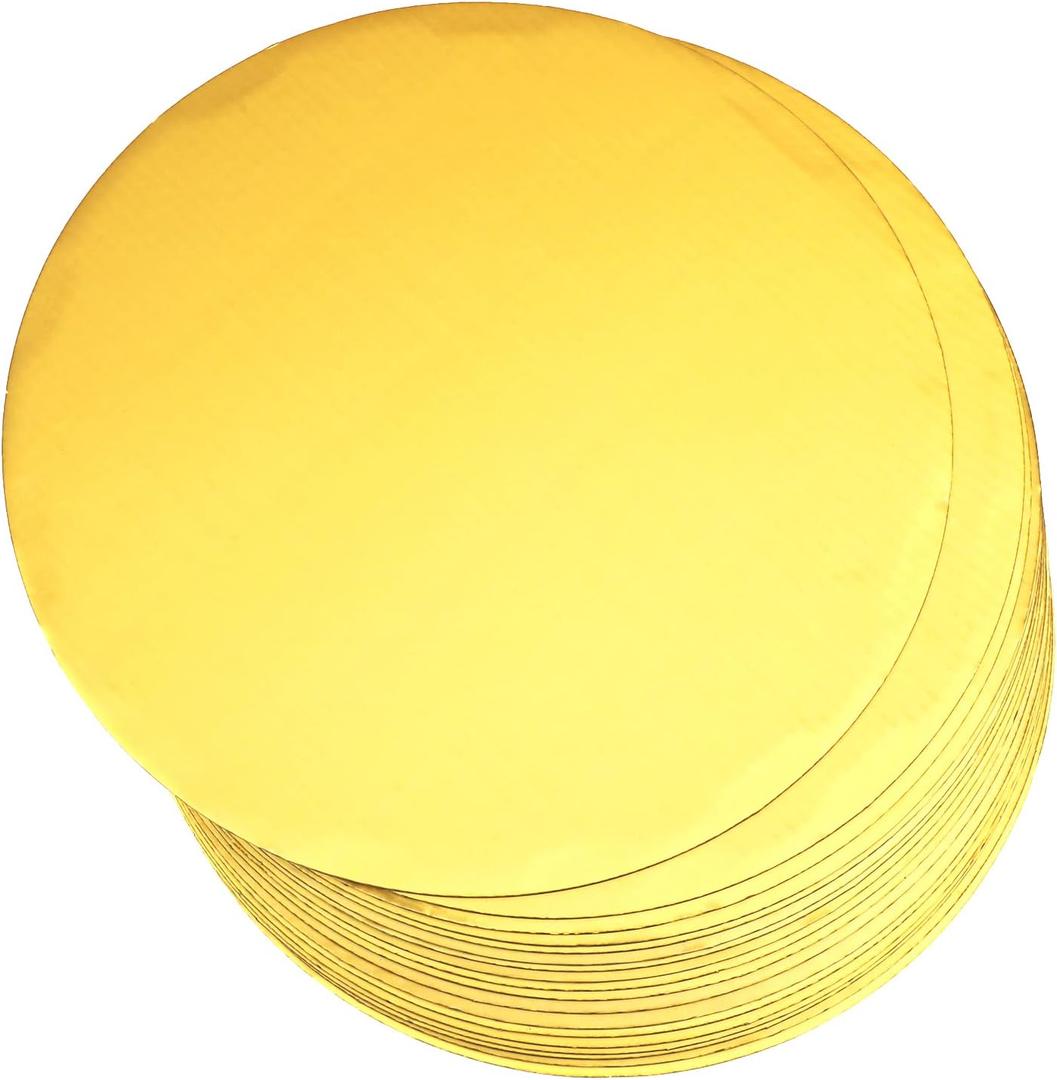 Gold Cake Boards Round 12 Inch Disposable Cake Plate Corrugated Cardboard Circles Cakes Base Decorating Supplies or Valentine Decorating Supplies Dessert 6 Pack