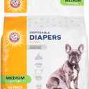 Arm & Hammer for Pets Disposable Female Dog Diapers with Odor Control and Wetness Indicator, Leak-Resistant Dog Diapers for Incontinence and Heat Cycles, Size Medium 16.521 in Waist, 12 Count