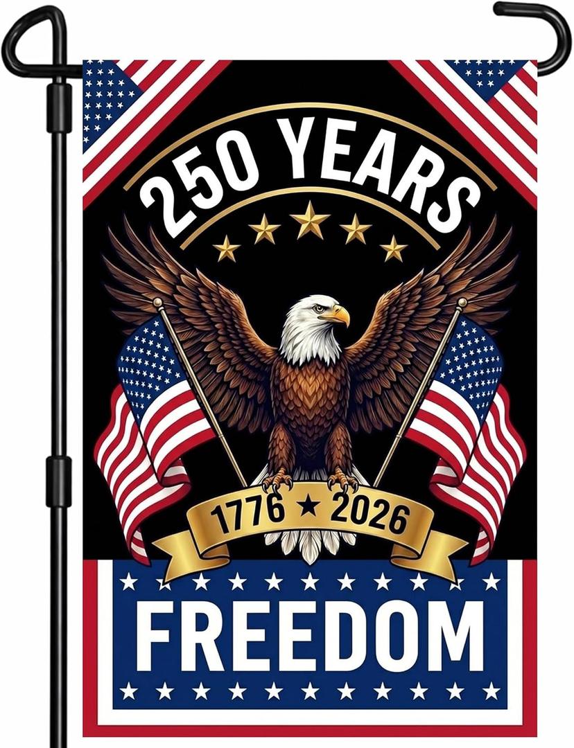 USA 250th Anniversary Garden Flag, Patriotic American Flag for Outdoor Yard Lawn Porch Decor, Double Sided Independence Day Merchandise 12 18 Inch