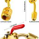 Mudder 7 Pcs Air Conditioning Refrigerant Compact Ball Valve 1/4 Inch for R410A R134A R12 R22 HVAC Adapter 5/16Inch Female to 1/4Inch Male(Gold,3 Angle Ball Valve, 4 Angle Adapter)