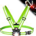 ISEYOU Running Lights for Runners, 500 Lumens Running Light with 45 Adjustable Tilt, 360 Reflective Vest & IPX4 Waterproof Rechargeable Light Up Gear for Night Walking/Cycling/Jogging/Hiking