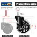 Office Chair Wheels Replacement Heavy Duty Rubber Desk Chair Casters Safe for Hardwood Floors, Carpet & Tile, Quiet Roller Blade Style Chair Casters, Universal Fit/Not for 1KEA -10 Packs