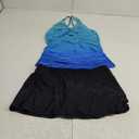 Womens Tankini Bathing Suits with Skirt Two Piece Tummy Control Swimsuits Ladies Swimwear (Medium, Blue Gradient)