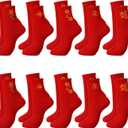 10 Pairs Chinese New Year 2026 Red Socks of Horse with Embroidery Fu Rich New Year Crew Socks for Woman Men Gifts