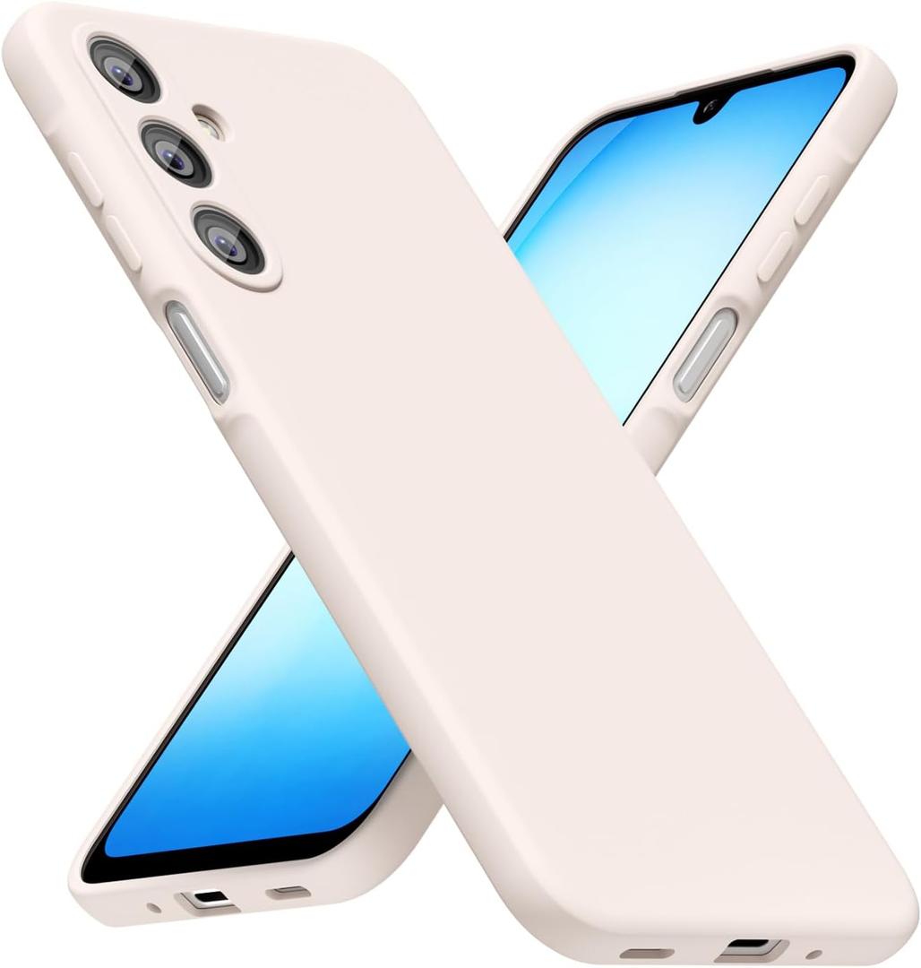 for Samsung Galaxy A17 5G Phone Case Silicone, Minimalist Ultra Thin Slim Soft Rubber Gel Solid Color Matte Cute Case for Women, Girly Plain Aesthetic Design & Camera Cover, Beige Stone Cream