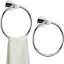 Towel Ring for Bathroom Self Adhesive Stainless Steel Wall Mounted Hand Towel Holder No Drilling Towel Hanger for Kitchen 2 Pack (Silver)