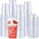 Lilymicky [100 Sets 16 oz Clear Plastic Cups With Dome Lids, Disposable Plastic Drinking Cups, 16 oz Parfait Cups for Ice Coffee, Smoothie, Bubble Boba