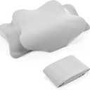 Cooling Cervical Neck Pillowcase Cover (Only Pillow Case) Ergonomic Pillowcase with Zipper Breathable Pillow Cover Contour Cool Case for Side Back Stomach Sleepers(Gray,Standard Size)
