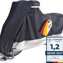 VELMIA Motorcycle Cover Extremely Heat Resistant up to 550 F I High Standard Motorcycle Cover Waterproof Outdoor for All Seasons, Motorcycle Storage, Scooter Cover, Moped Cover, Harley Cover