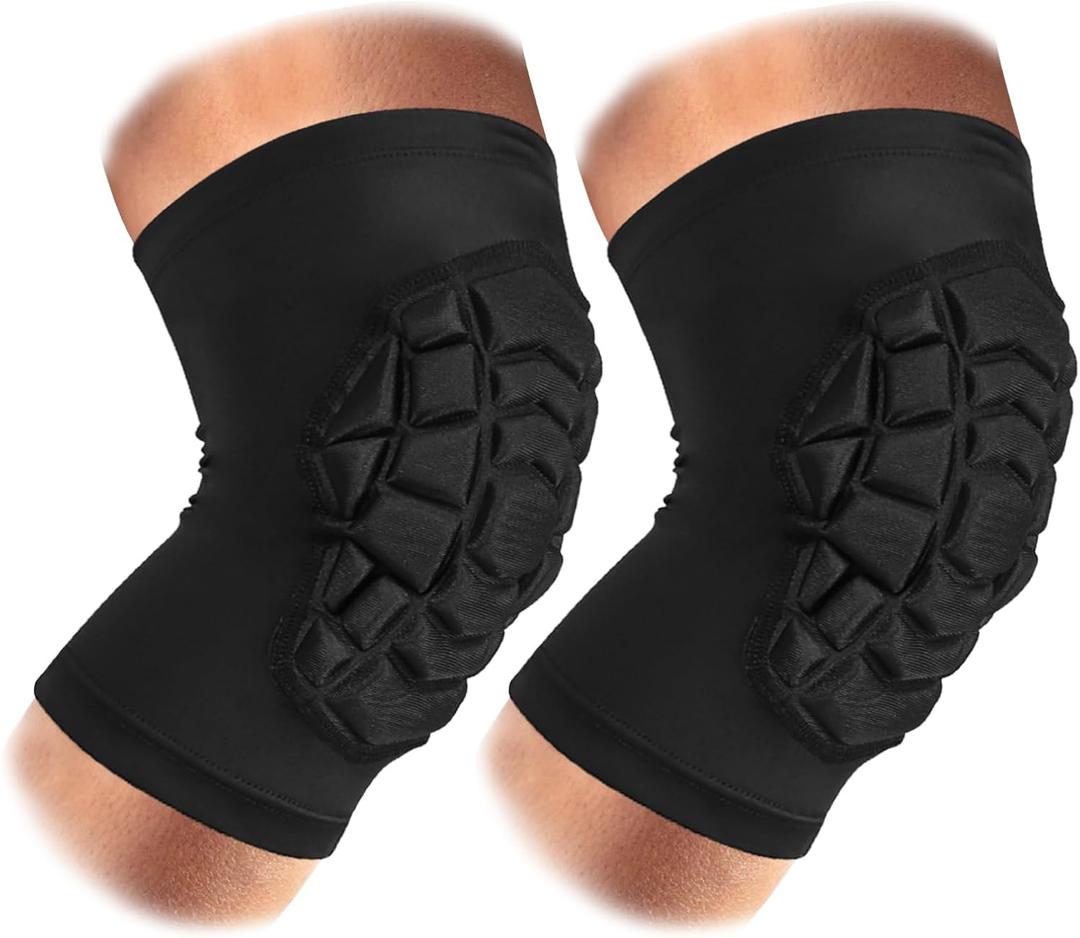 SZKANI Knee Pads Compression Leg Sleeve Knee Sleeve for All Sports Wrestling Protector Gear, 1 Pair of Knee Padded, Short Sleeve, Black, 2-Pack