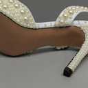 Goolita Pearl Slingback Heels for Women, Pointed Closed Toe Slip On Heeled Sandals Stiletto Heel Evening Bridal Shoes for Wedding (9, Ivory)