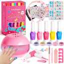 Kids Nail Polish Kit with Nail Dryer, 69PCs Nail Art Makeup Toy Set for Kids, Birthday Presents for 7 8 9 10 11 12 Year Old Kids Party Cosmetic, Nails Pen Manicure Toddler Stuff