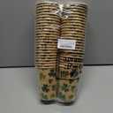 Jingmore 50 Pcs Kraft Paper St. Patrick's Day Shamrock Coffee Cups, 12oz Disposable Irish Green Clover Disposable Beverage Cups for St. Patricks Day, Irish Party, Holiday, Office