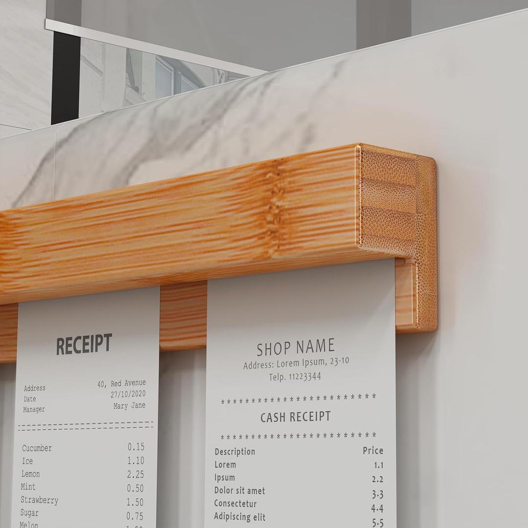 Generic Restaurant Ticket Holder Bamboo Receipt Holder Bamboo Order Rack Ticket Rack Natural Kitchen Slide Check Rack for Office Cafes Pubs(23 Inch,1Pcs), ZFCDJ60