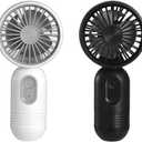 VanSmaGo Portable Mini 2-pack Handheld Personal Small Fan with 3-speed for Travel, USB Rechargeable Battery Operated Eyelash Fan, Black&White