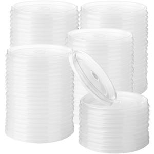 200 Count Clear Plastic Flat Lids 4 oz Paper Ice Cream Cups Frozen Yogurt Cup Dessert Bowls Frozen Dessert Supplies(Clear)