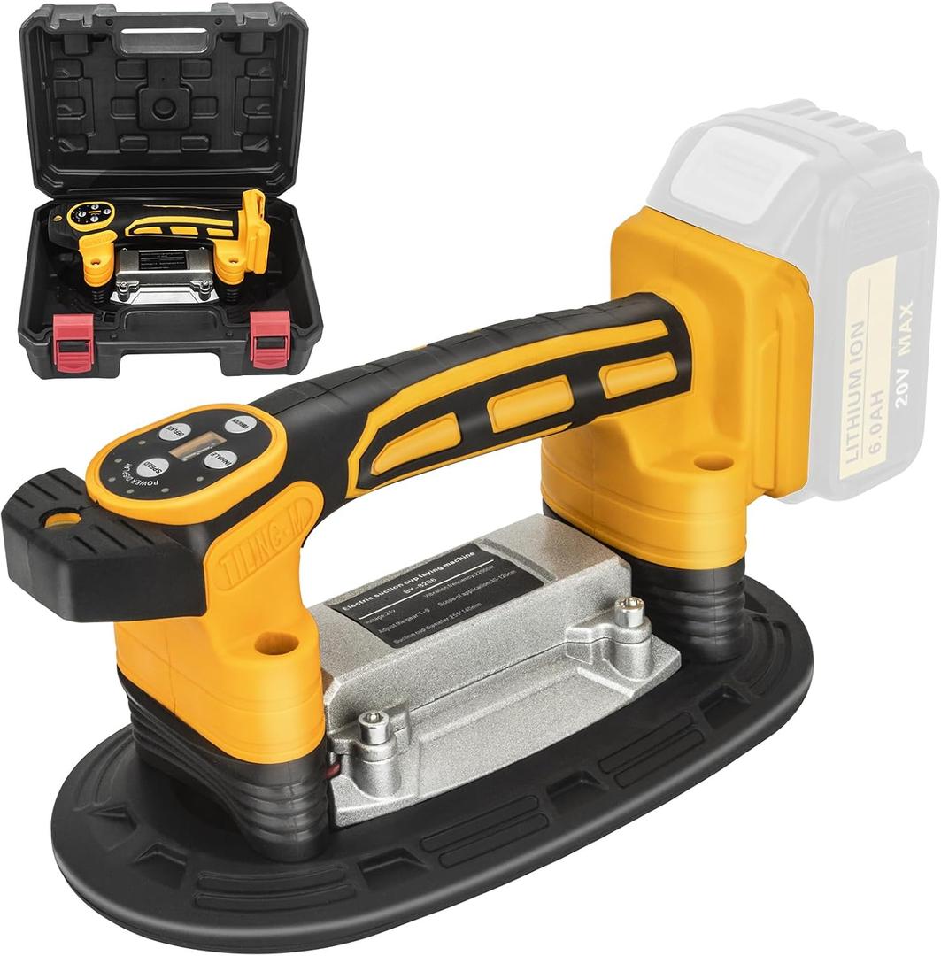 Tile Vibration Leveling Machine for Dewalt 20V Battery, Tile Vibration Tool Tiling Vibrator Max 661lbs/300kg, 9 Speed, 10" Suction Cup, Inhale/Deflate Function for Floor Installation (No Battery)