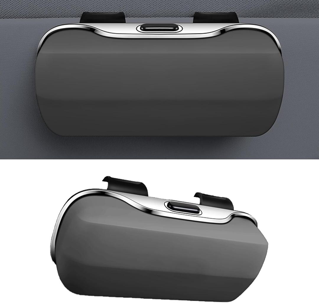 Sunglasses Holder for Car Sun Visor, Protective Automotive Eyeglasses Storage Case Hanger, Car Sunglass Holder Suitable for Truck and Sedan to Place Sunglass (Gray)