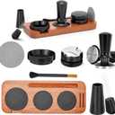 51mm Espresso Accessories Kit, 7pcs Espresso Machine Accessories Kit Espresso Tamper with Coffee Distributor, WDT Tool, Dosing Funnel, Puck Screen, Grinder Brush, Tamping Station