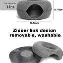 Cat Tunnel Bed for Indoor Cats with 3 Toys, Scratch Resistant Donut Cat Bed, Up to 9 Lbs (M 20x20x9, Dark Grey)