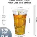 Dealusy 100 Pack - 24 oz Clear Plastic Cups with Lids and Straws, Sturdy & Food Safe Iced Coffee Cups with lids, Disposable Plastic Smoothie Cups for Cold Drinks