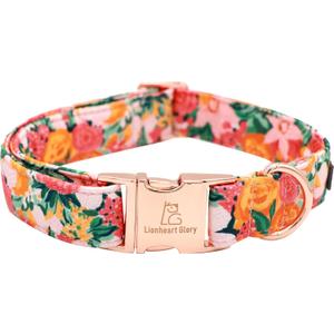 Lionheart glory Premium Floral Dog Collars Spring Dog Collar, Adjustable Heavy Duty Girl Collar for Medium Dogs (Medium (Pack of 1, Flowers Garden)