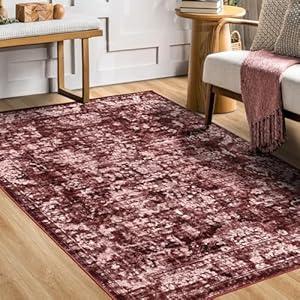 QXKAKA 5x8 Rugs for Living Room, Vintage Washable Area Rug, Ultra Soft Abstract Non Slip Carpet Printed Low Pile Foldable Accent Rugs for Bedroom, Kitchen, Dining Room, Non-Shedding, Easy Clean