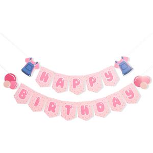 Pink Happy Birthday Banner - Bubble Gum Party Decorations,Cartoon Girl birthday Decorations.Enlightened Teacher Banner, Songs For Littles, Funny Birthday Party Supplies