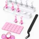 Nail Stand for Press On Nails  2 Set Acrylic Nail Holders for Nail Art Practice, 10 Nail Stands, 60Pcs Reusable Putty, Flower Shaped Base & Tweezers, Nail Art Tool Kit for Salon & Home