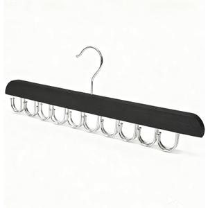 Bra Hanger for Closet Organizer, Wooden Tank Top Hangers with 20 Foldable Hooks, 360 Rotating Design, Space Saving Storage for Tank Tops, Bras, Scarves, Belts, Ties etc (2, Black)