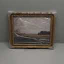 VIYYIEA 13x16 Inch Glass Gold Framed Wall Art, Vintage Beach Horse Riding Coastal Canvas Painting, Impressionist Equestrian Artwork, Home Decor for Living Room Bedroom and Office