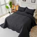 EVENHUG Oversized King Bedspreads California King Quilt Set with Pillow Shams Extra Wide Large King Size Quilts Lightweight Coverlet Bedding Sets Dark Grey 120"x128"