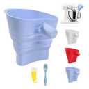 2 x Flour Funnel for Kitchen Aid Mixer with Spatula & Brush Set - Silicone Collapsible Stand Mixer Attachment Compatible with KitchenAid 4.5-5 QT Tilt-Head (KSM150), Mess Free Dishwasher Safe (Blue)