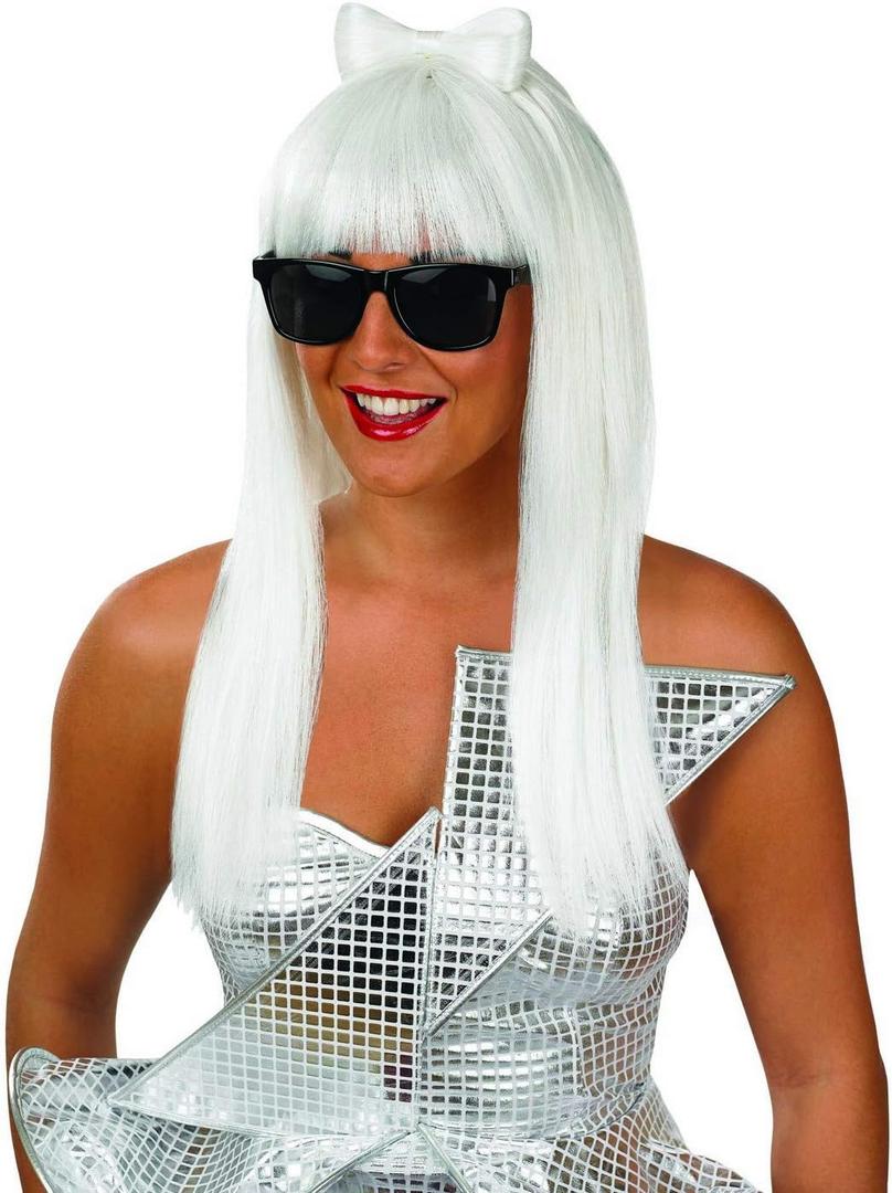 fun shack Long Blonde Costume Wig, Celebrity White Long Wig With Bangs, Straight White Wig, Blonde Hair Wig