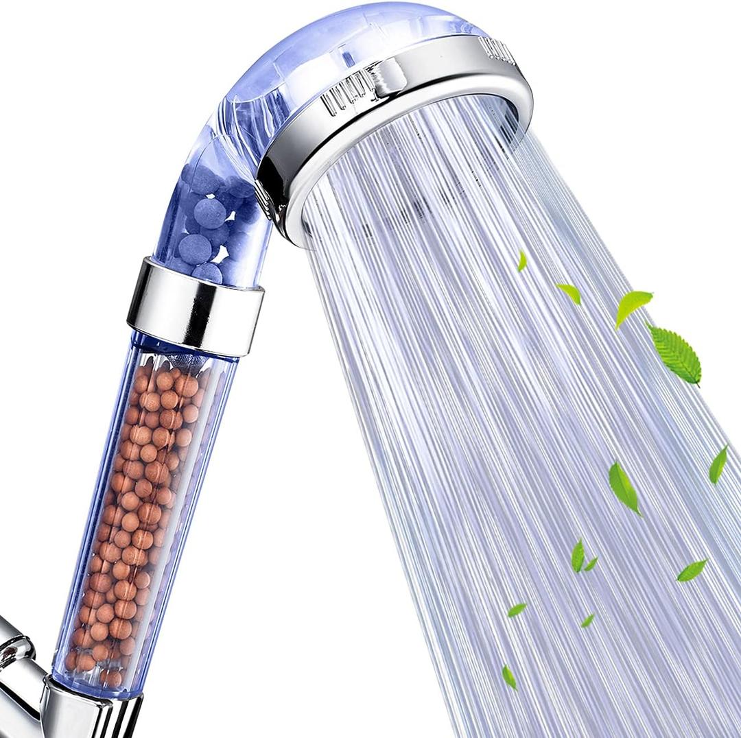 NOSAME Shower Head, Filter Filtration High Pressure Water Saving 3 Mode Function Spray Handheld Showerheads for Dry Skin & Hair (Blue)