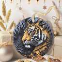 3.5" Ceramic Tiger Ornaments for Christmas Tree, Christmas Ornament, Heirloom Keepsake, Gift Exchange, Gift Idea, Bauble Present