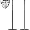 APXL Boat Cover Support Poles Support Systems, Height Adjustable 304 Stainless Steel Support Poles with Stable Full-Touchdown Iron Alloy Base for Jon Boat Pontoon Aluminum Boat Tarps Bimini Tops (Pack of 2)