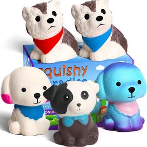 Jumbo Squishy Toy Squishies Dog - POKONBOY 5 Pack Kawaii Cream Scented Squishies Party Supplies Toys Stress Reliever Toys for Boys and Girls