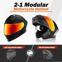 Motorcycle Helmets,Dual Visor Flip up Modular Full Face Helmet(M)