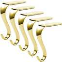 Sunshane 5 Pieces Christmas Stocking Holders Mantel Hanger Hooks Xmas Mantle Grips Set Safety Hang Stocking Clips for Christmas Party Decoration, Gold
