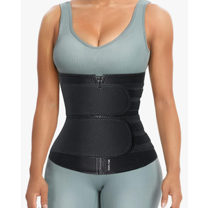 Sweat Waist Trainer for Women Two Belts, Neoprene Workout Corset Waist Trainer Cincher Trimmer Shaper Zipper Size XL