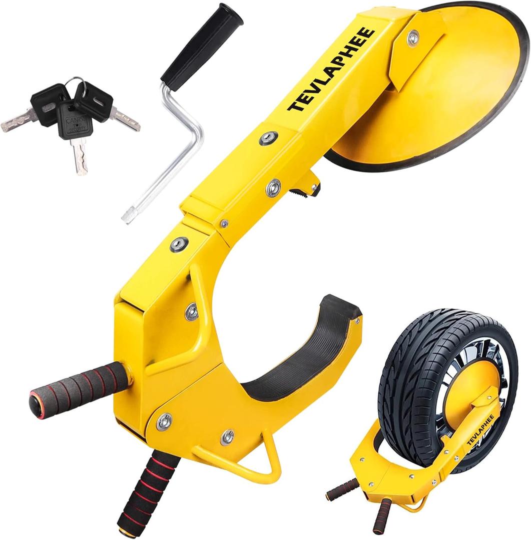 Wheel Lock - Car Boot Anti-Theft Trailers Wheel Clamp Lock Parking Boot for Cars, Trucks, SUVs, Campers - Upgraded Dual Lock Adjustable Lug Nuts Cover