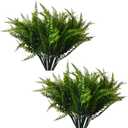 20 Bundles Artificial Plants, Fake Boston Fern Greenery Outdoor UV Resistant No Fade Faux Plastic Plants Garden Porch Window Box Decorating